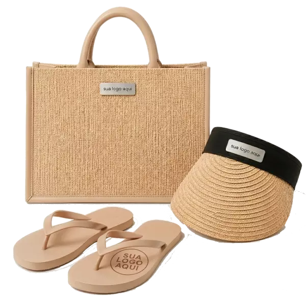 Kit Férias Personalizado - Sacola, Viseira e Chinelo 