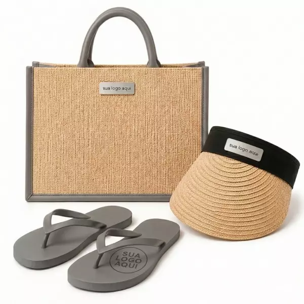 Kit Férias Personalizado - Sacola, Viseira e Chinelo 