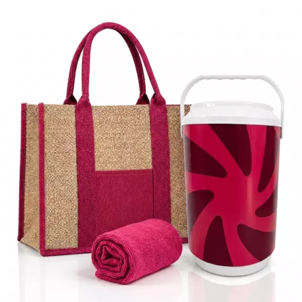 Kit Verão Personalizado - Cooler, Sacola de Linho e Toalha 