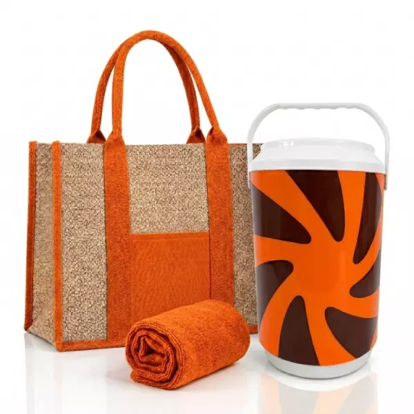 Kit Verão Personalizado - Cooler, Sacola de Linho e Toalha 