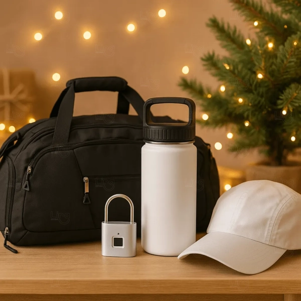 Kit Esporte Personalizado - Bolsa, Garrafa, Boné e Cadeado 