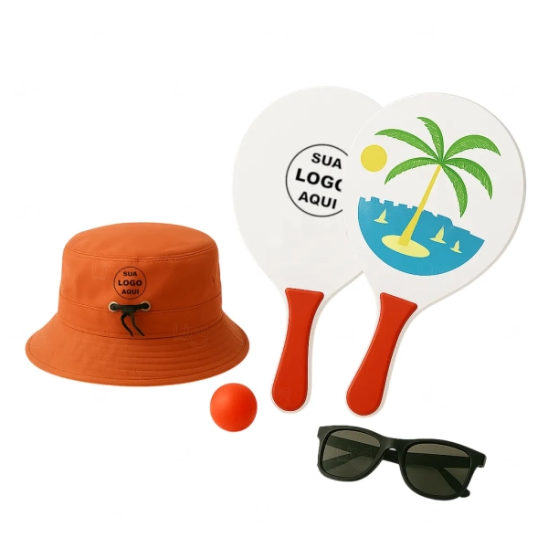 Kit Litoral Personalizado - Chapéu Bucket, Frescobol e Óculos