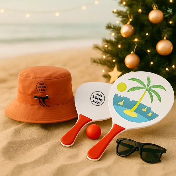 Kit Litoral Personalizado - Chapéu Bucket, Frescobol e Óculos 