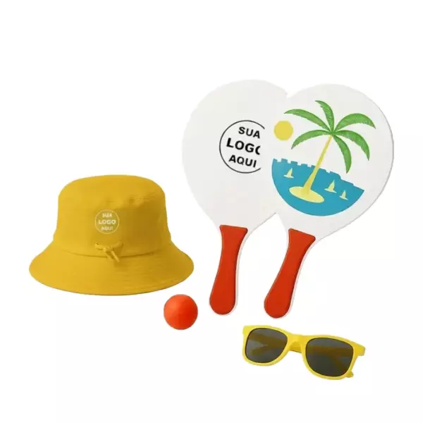 Kit Litoral Personalizado - Chapéu Bucket, Frescobol e Óculos
