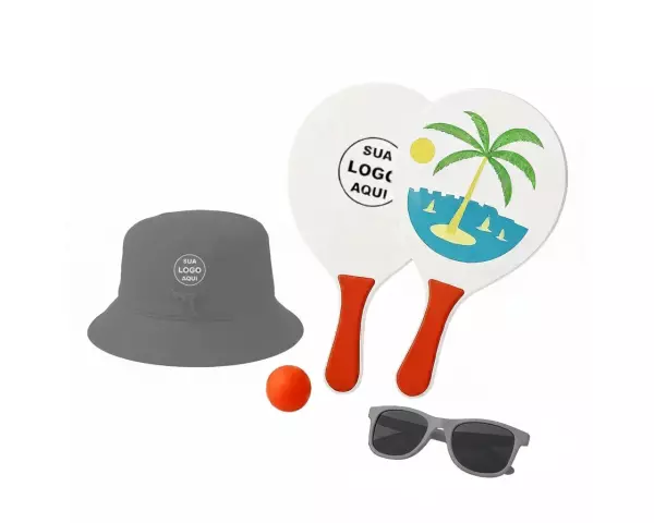 Kit Litoral Personalizado - Chapéu Bucket, Frescobol e Óculos 