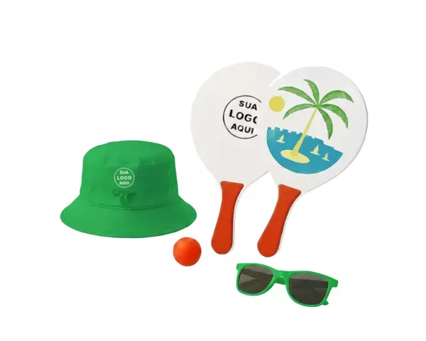 Kit Litoral Personalizado - Chapéu Bucket, Frescobol e Óculos 