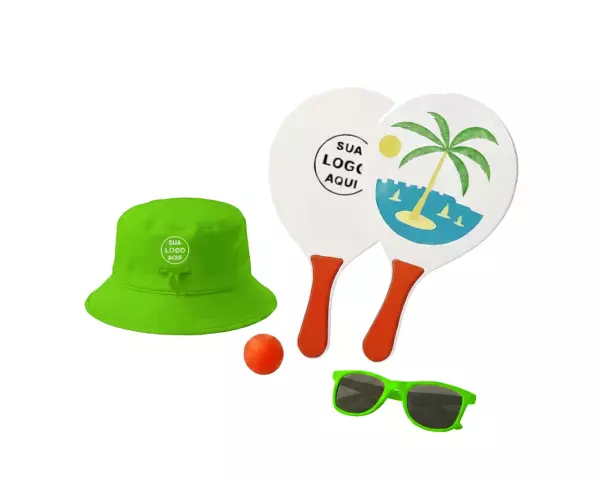 Kit Litoral Personalizado - Chapéu Bucket, Frescobol e Óculos 