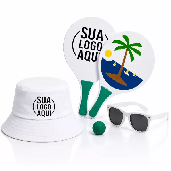 Kit Litoral Personalizado - Chapéu Bucket, Frescobol e Óculos 