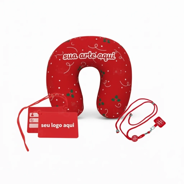 Kit Viagem Personalizado - Almofada, Tag de Mala e Salva-celular
