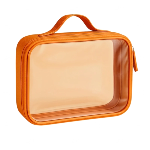 Bolsa Necessaire Cristal e Couro Sintético - 11,5 x 39,3 cm