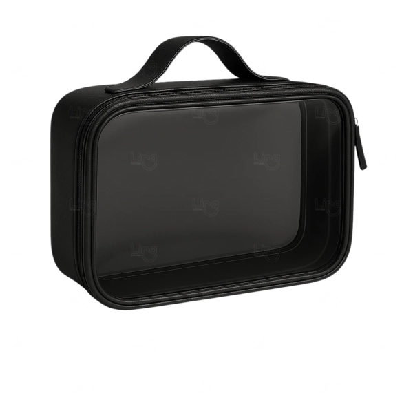 Bolsa Necessaire Cristal e Couro Sintético - 11,5 x 39,3 cm 