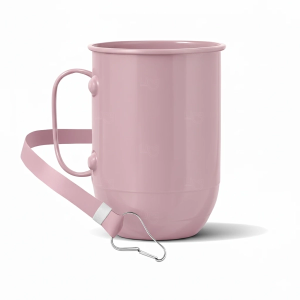 Caneca de Alumínio 500ml com Tirante Personalizada Rosa Claro