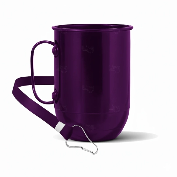 Caneca de Alumínio 500ml com Tirante Personalizada Roxo