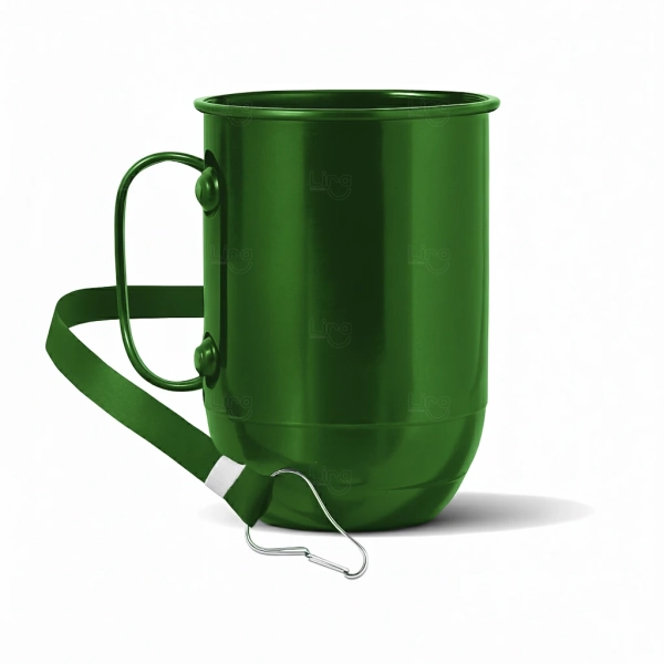Caneca de Alumínio 500ml com Tirante Personalizada Verde