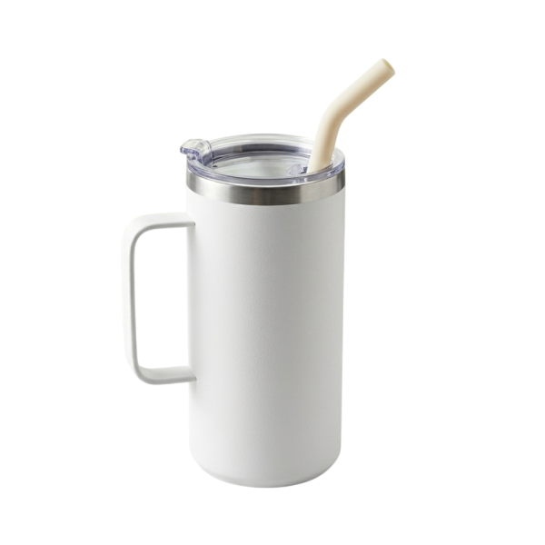 Caneca Térmica 600ml com Canudo Personalizada 