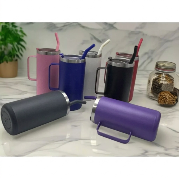Caneca Térmica 600ml com Canudo Personalizada 