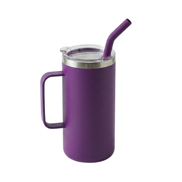 Caneca Térmica 600ml com Canudo Personalizada 