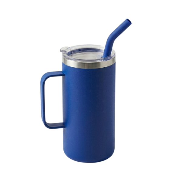 Caneca Térmica 600ml com Canudo Personalizada