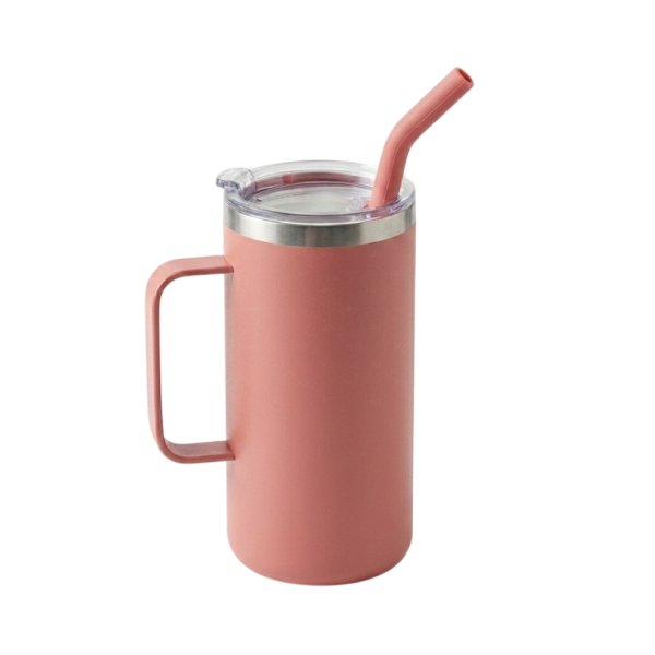 Caneca Térmica 600ml com Canudo Personalizada 