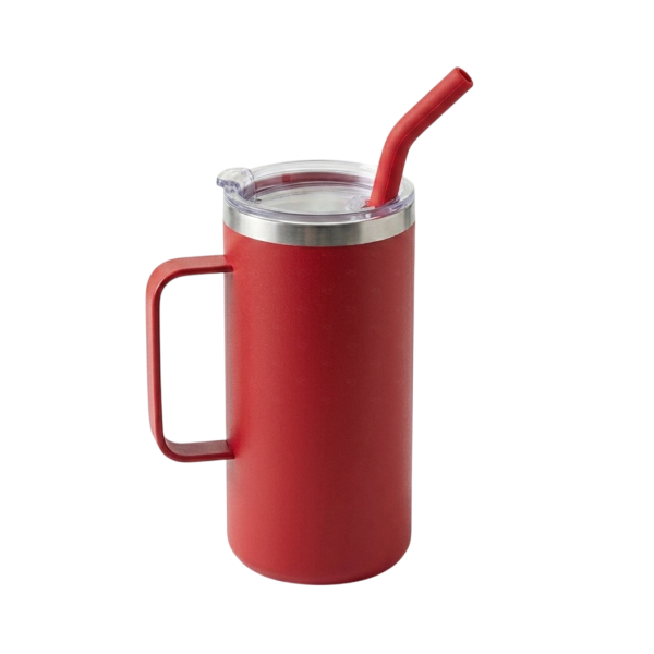 Caneca Térmica 600ml com Canudo Personalizada 