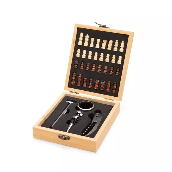 Kit Vinho e Xadrez 4 Peças Personalizado 