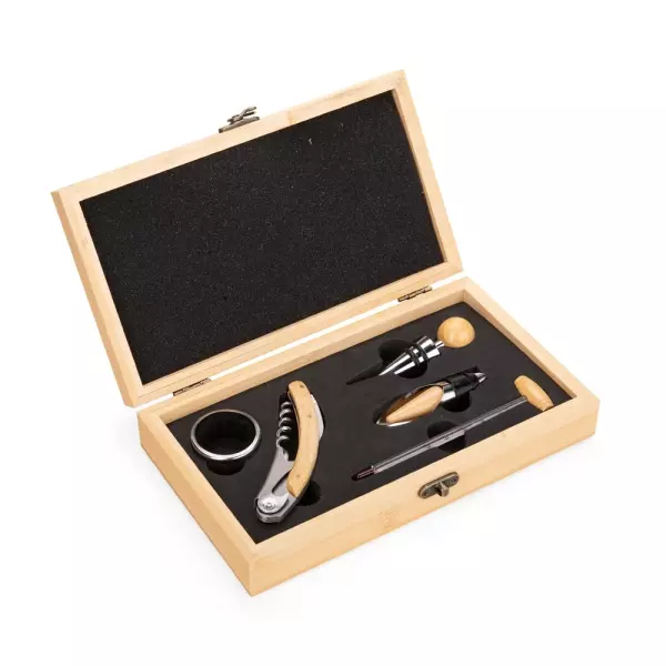 Kit Vinho 5 Peças em Bambu Personalizado 