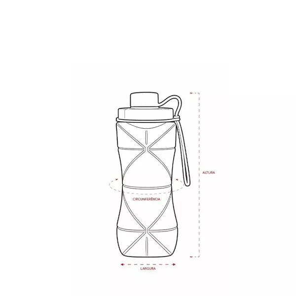 Garrafa Dobrável Silicone 600ml Personalizada 