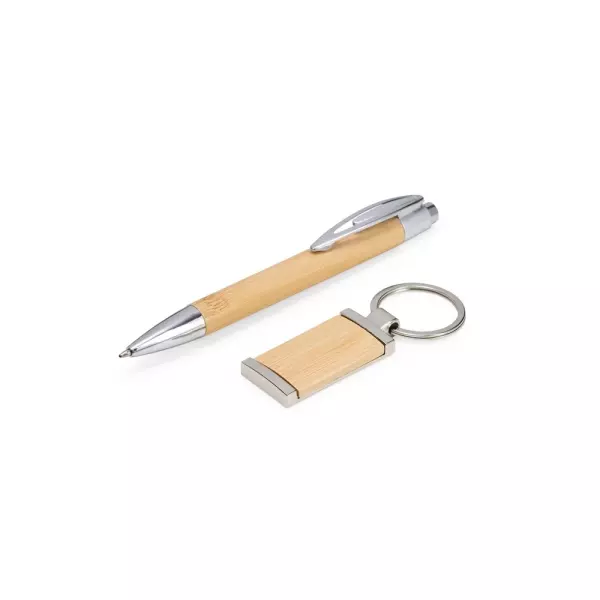 Kit Caneta e Chaveiro em Bambu Personalizado 