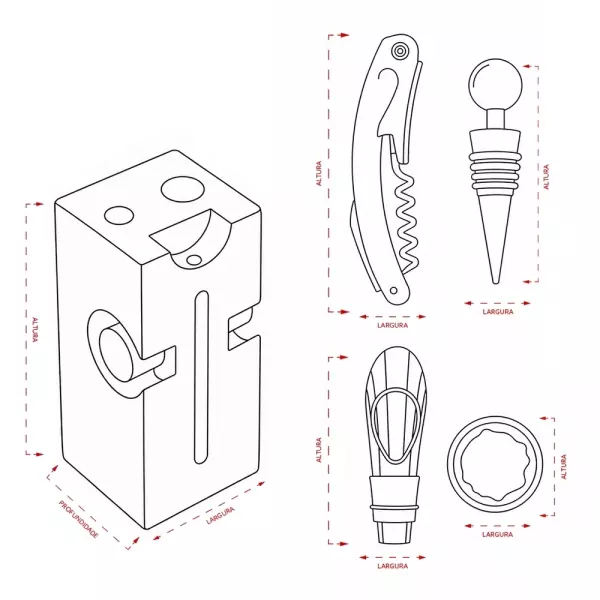 Kit Vinho 6 Peças em Bambu Personalizado 