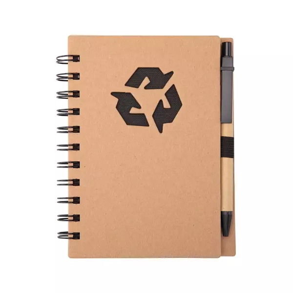 Caderno Ecológico Kraft com Caneta Personalizado - 16 x 12,7 cm 