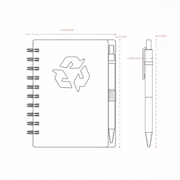 Caderno Ecológico Kraft com Caneta Personalizado - 16 x 12,7 cm 