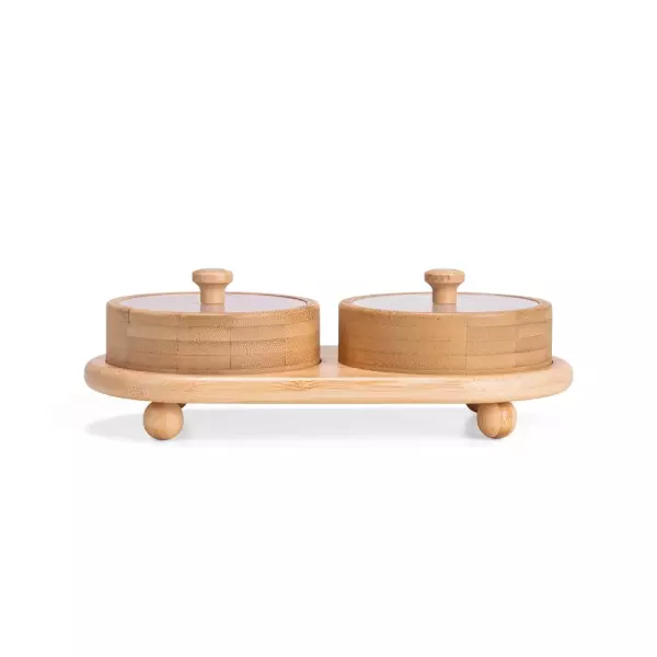 Conjunto de Potes Bambu 2 Peças Personalizado