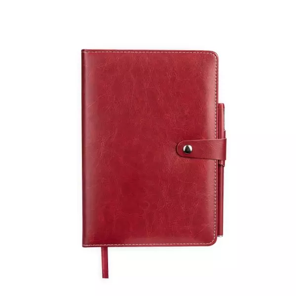 Caderneta de Couro Sintético com Caneta Personalizada Vermelho