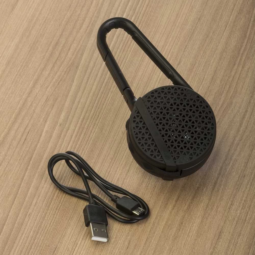 Caixa de Som Personalizado Bluetooth C/ Mosquetão 