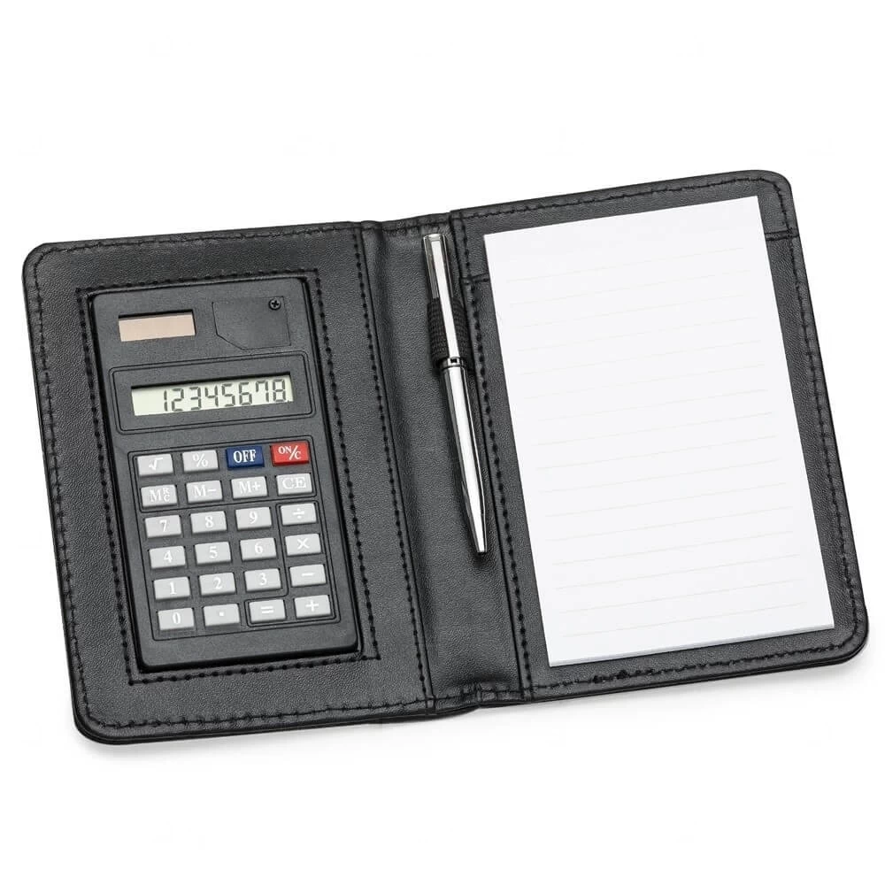 Caderneta Personalizada com Calculadora e Caneta  - 15,3 x 10,4 Preto