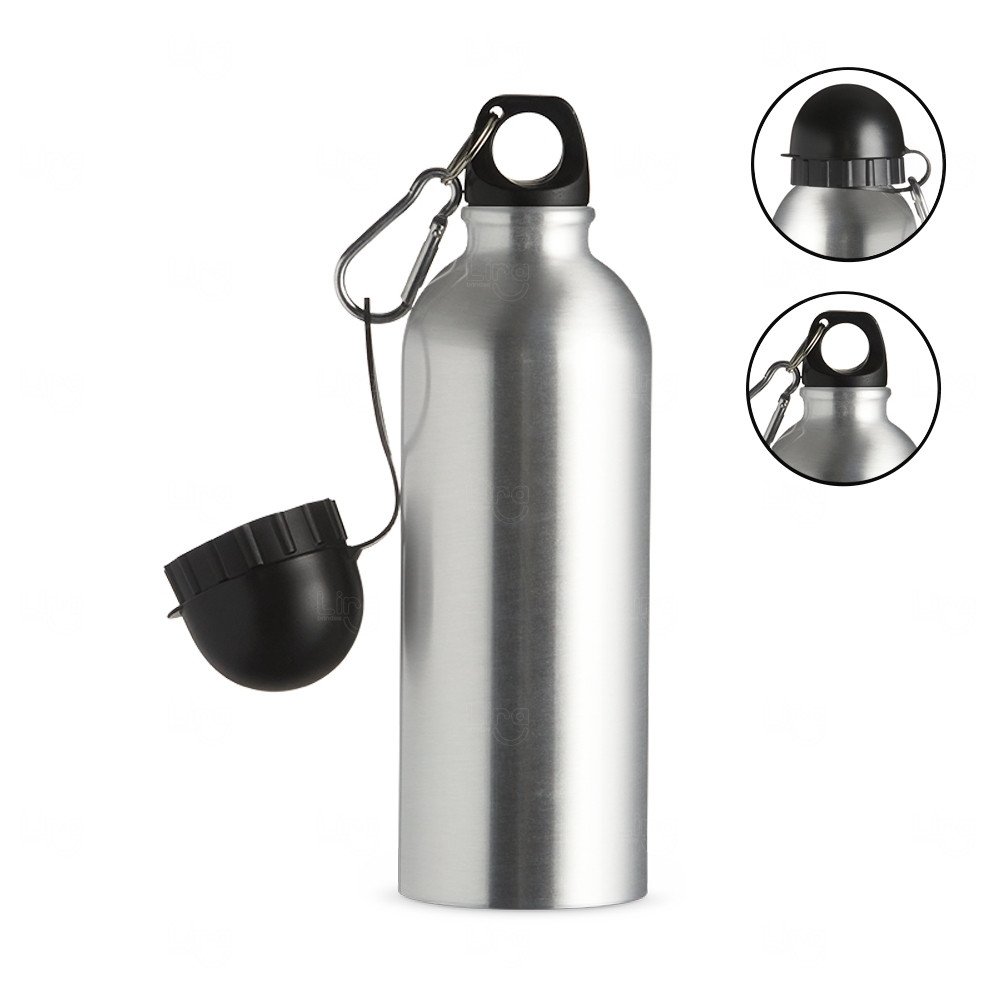 Squeeze Personalizado de Inox C/ Bico e Mosquetão - 500ml 