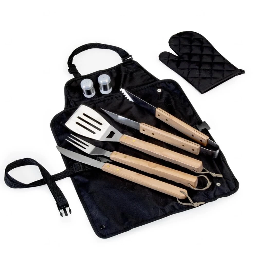 Kit Churrasco com Avental Personalizado - 8 peças 