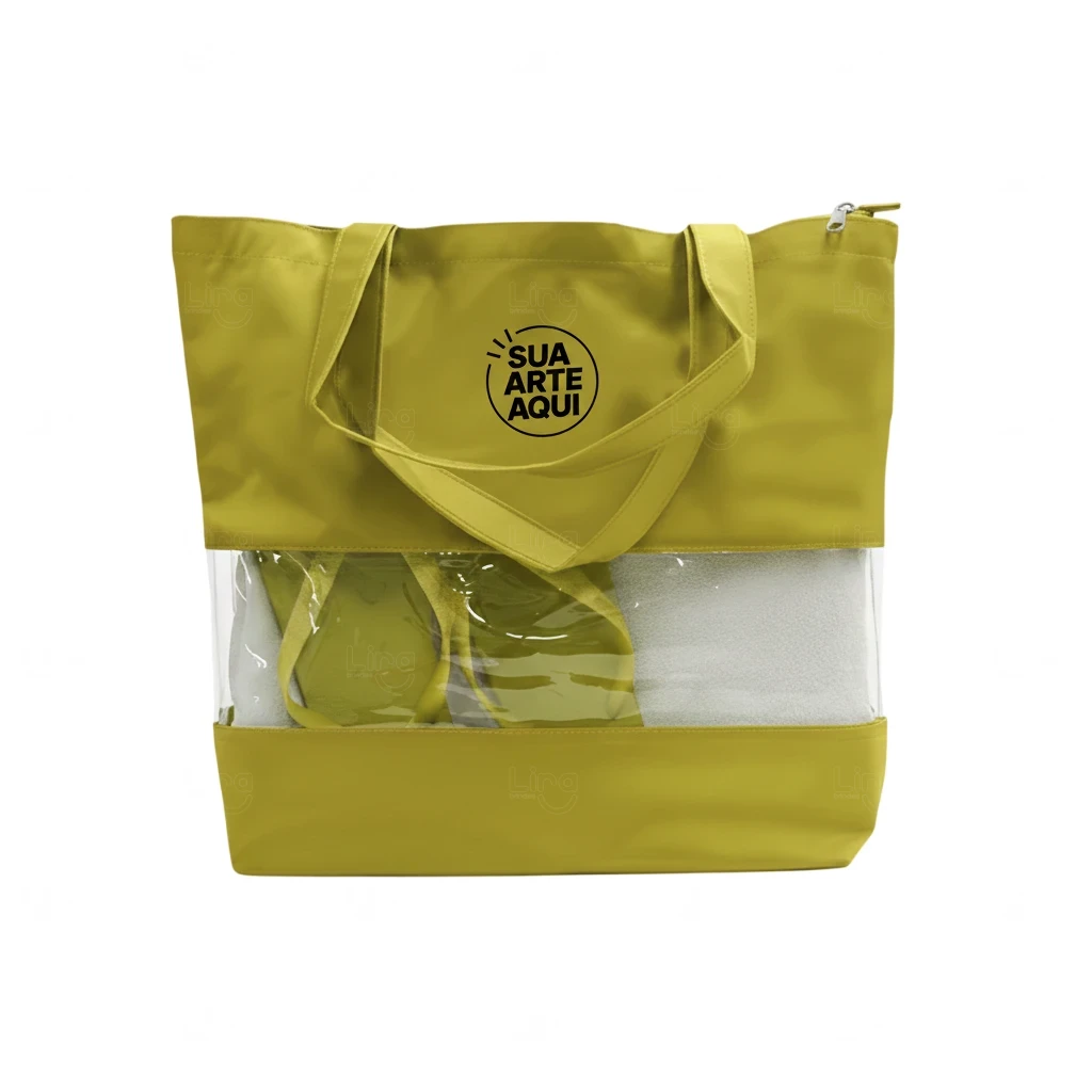 Sacola de Praia com Visor Transparente Personalizada 