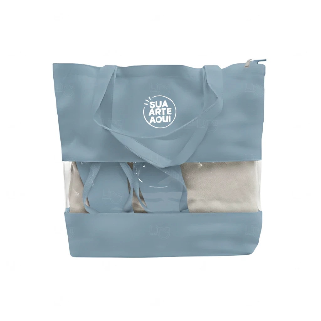 Sacola de Praia com Visor Transparente Personalizada 