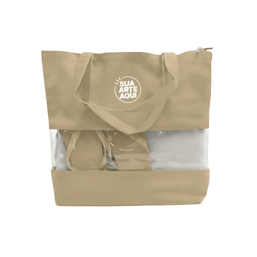 Sacola de Praia com Visor Transparente Personalizada 