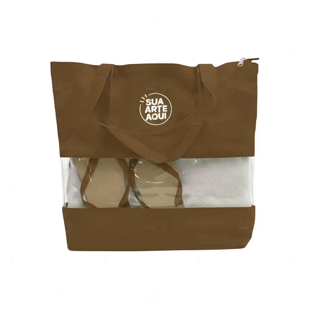 Sacola de Praia com Visor Transparente Personalizada 