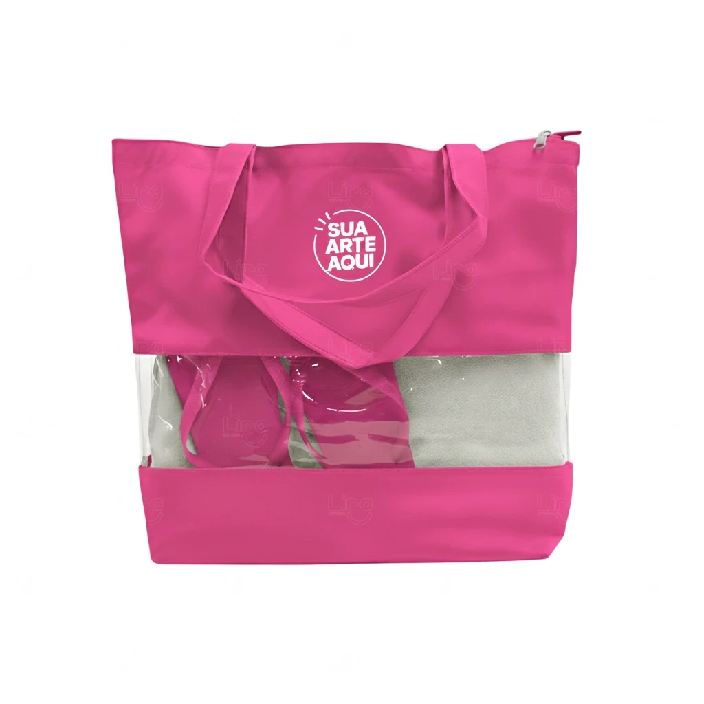 Sacola de Praia com Visor Transparente Personalizada 