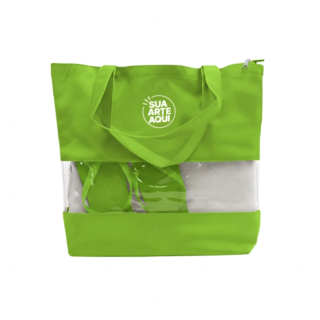 Sacola de Praia com Visor Transparente Personalizada 
