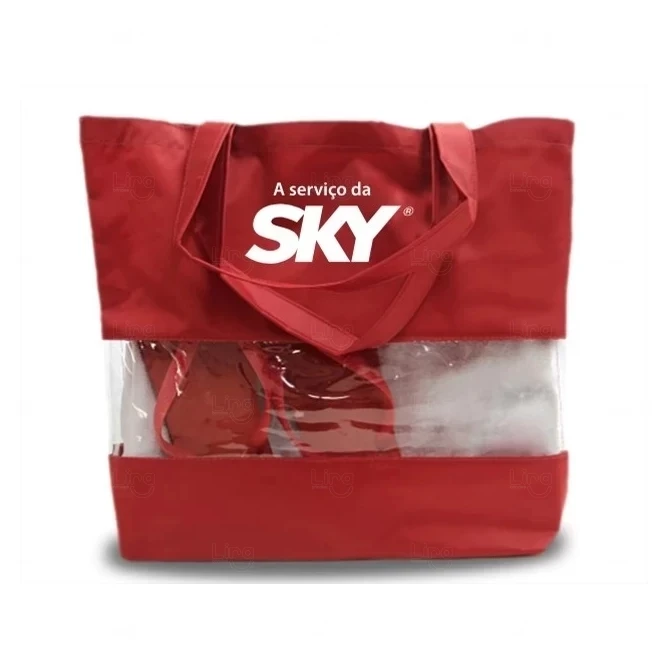 Sacola de Praia com Visor Transparente Personalizada 