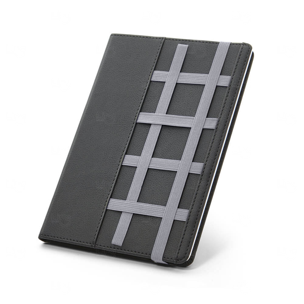 Moleskine com Elásticos Personalizado - 21 x 15 cm Cinza