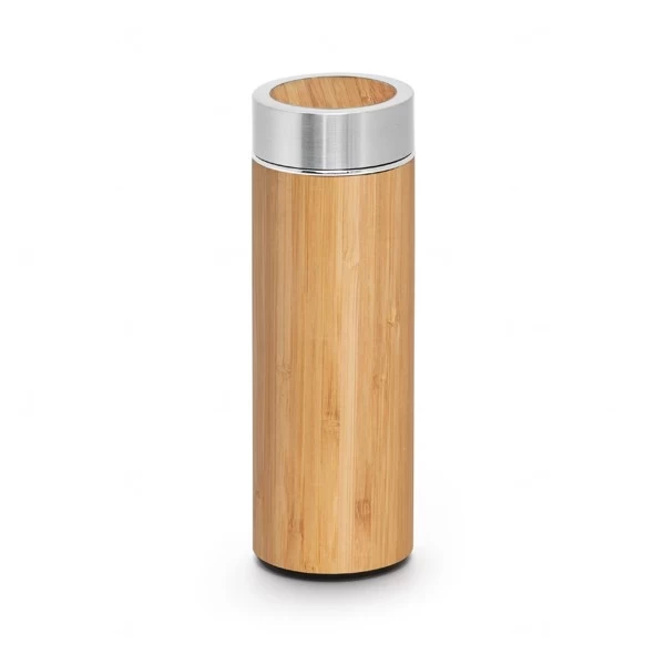 Garrafa Personalizada Térmica de Bambu e Inox - 430ml 