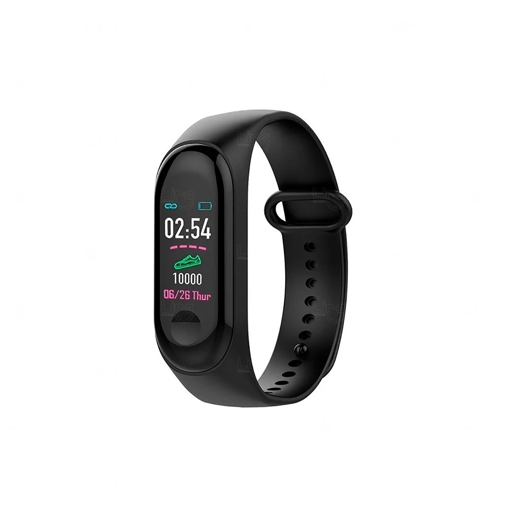 Relógio Smartband Black Pearl M3 Personalizada 