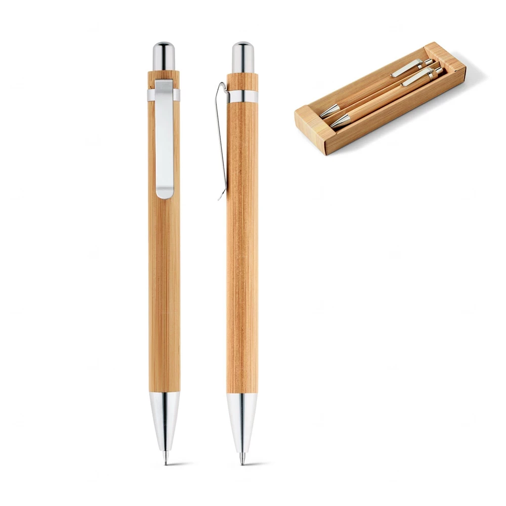 Kit Caneta e Lapiseira em Bambu Personalizado 