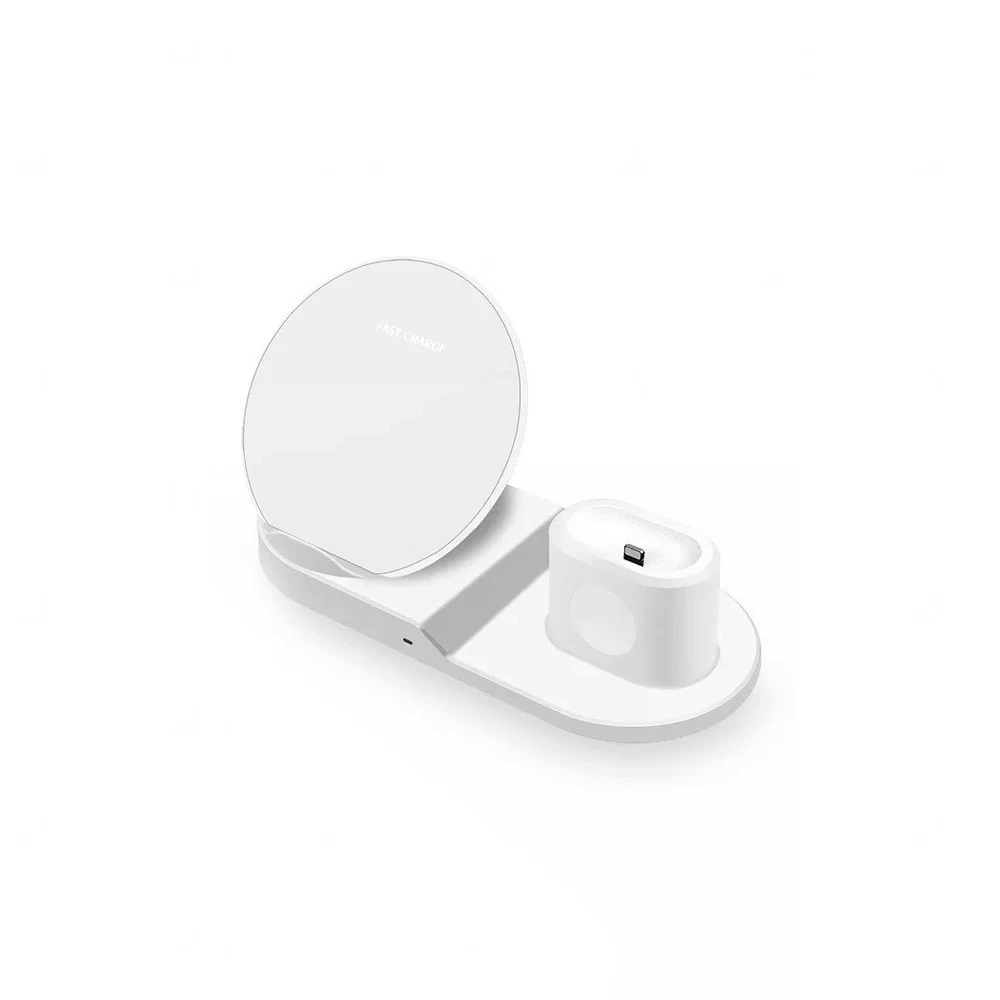 Carregador Sem Fio 3 Em 1 Personalizado Branco