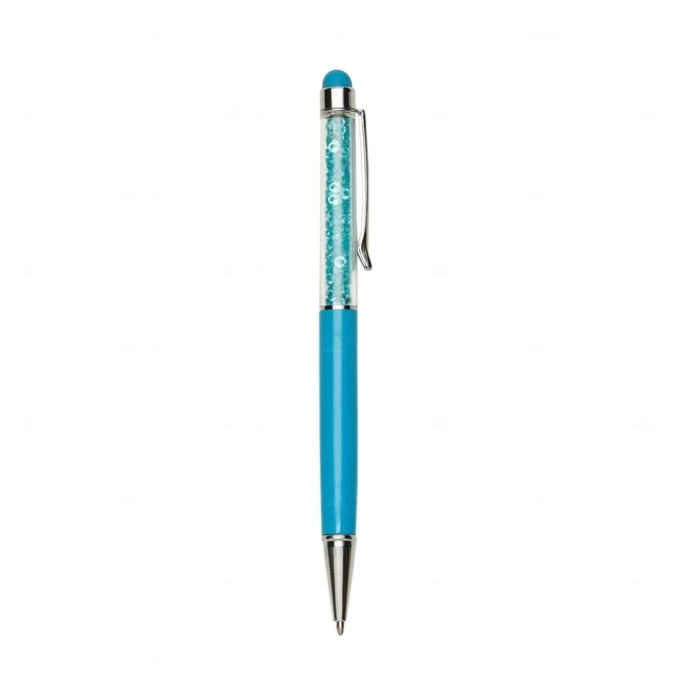 Caneta Touch Metal Personalizada Azul Claro e Azul Claro
